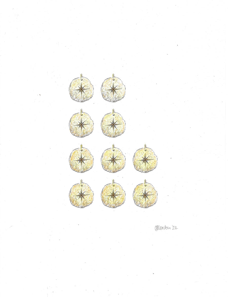 Textured Star Disc Pendants Bridesmaid Gift in 24ct Gold Plated Brass