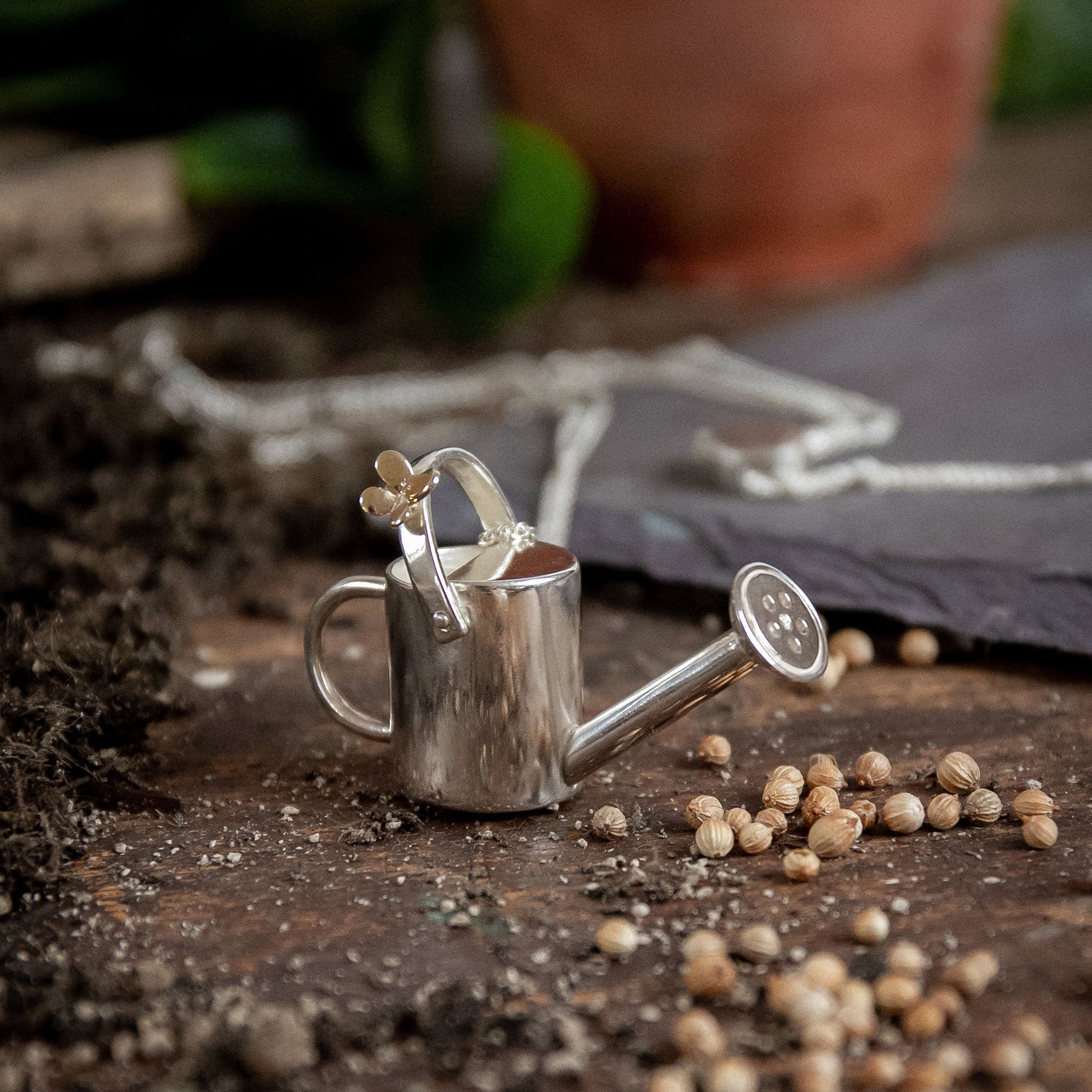 Ellen Lou Gardening Jewellery Waterfall Watering Can Necklace