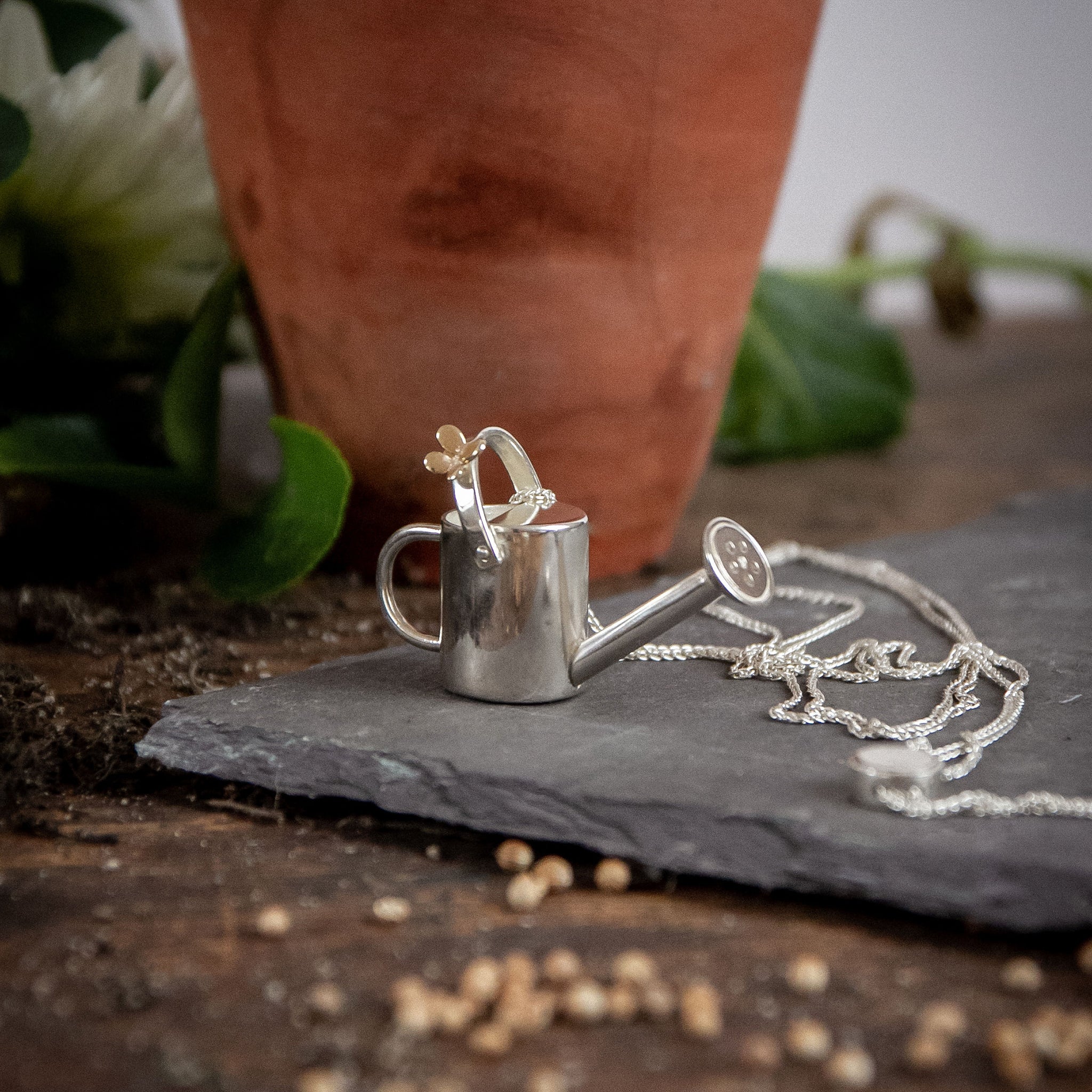 Ellen Lou Gardening Jewellery Waterfall Watering Can Necklace