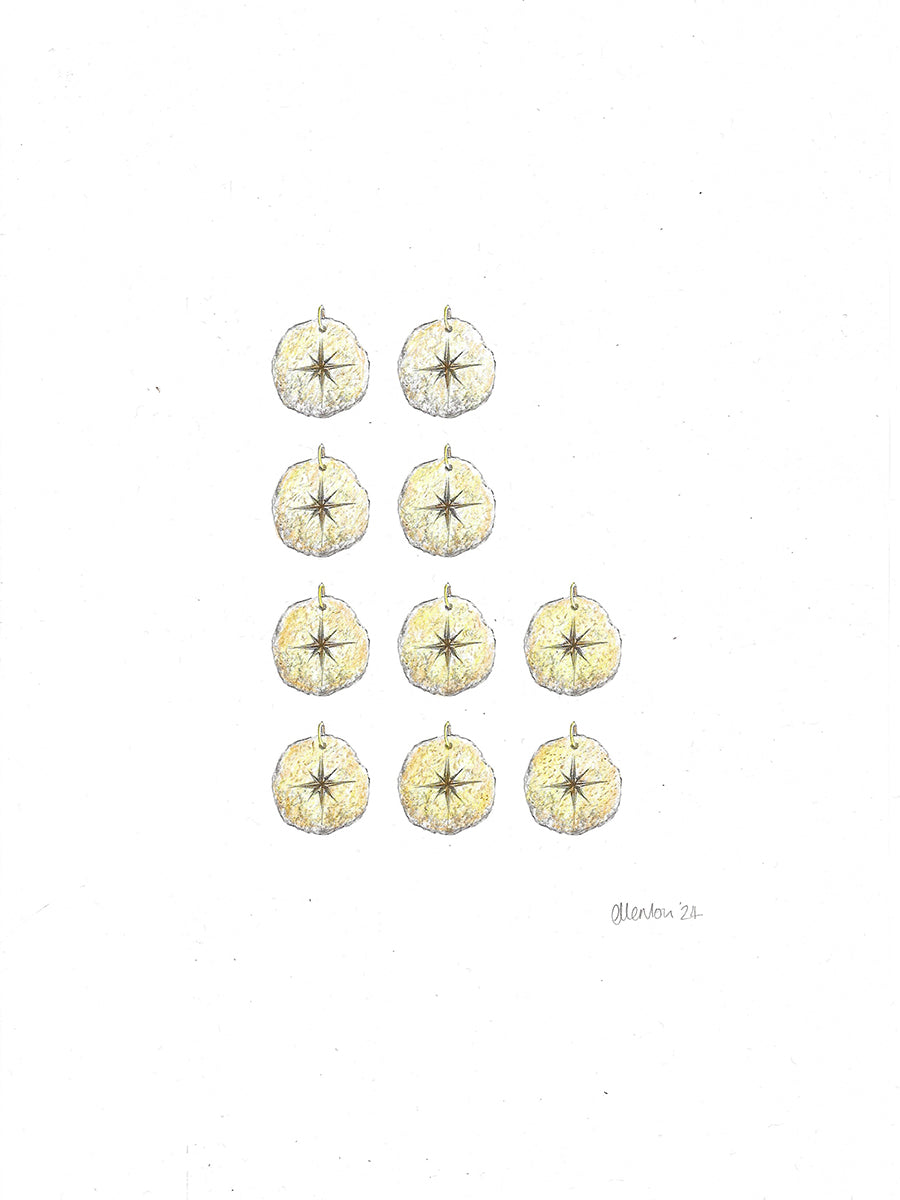 Textured Star Disc Pendants Bridesmaid Gift in 24ct Gold Plated Brass