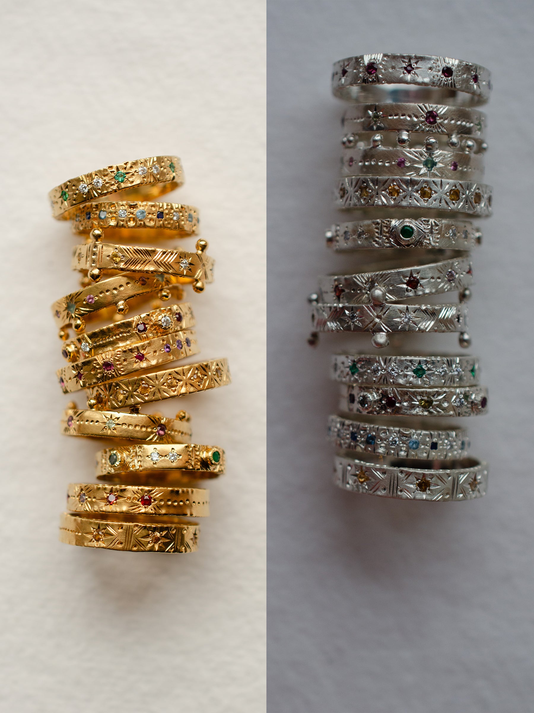 Cadence No. 1 Slimline – Silver & Gold Vermeil Birthstone Ring
