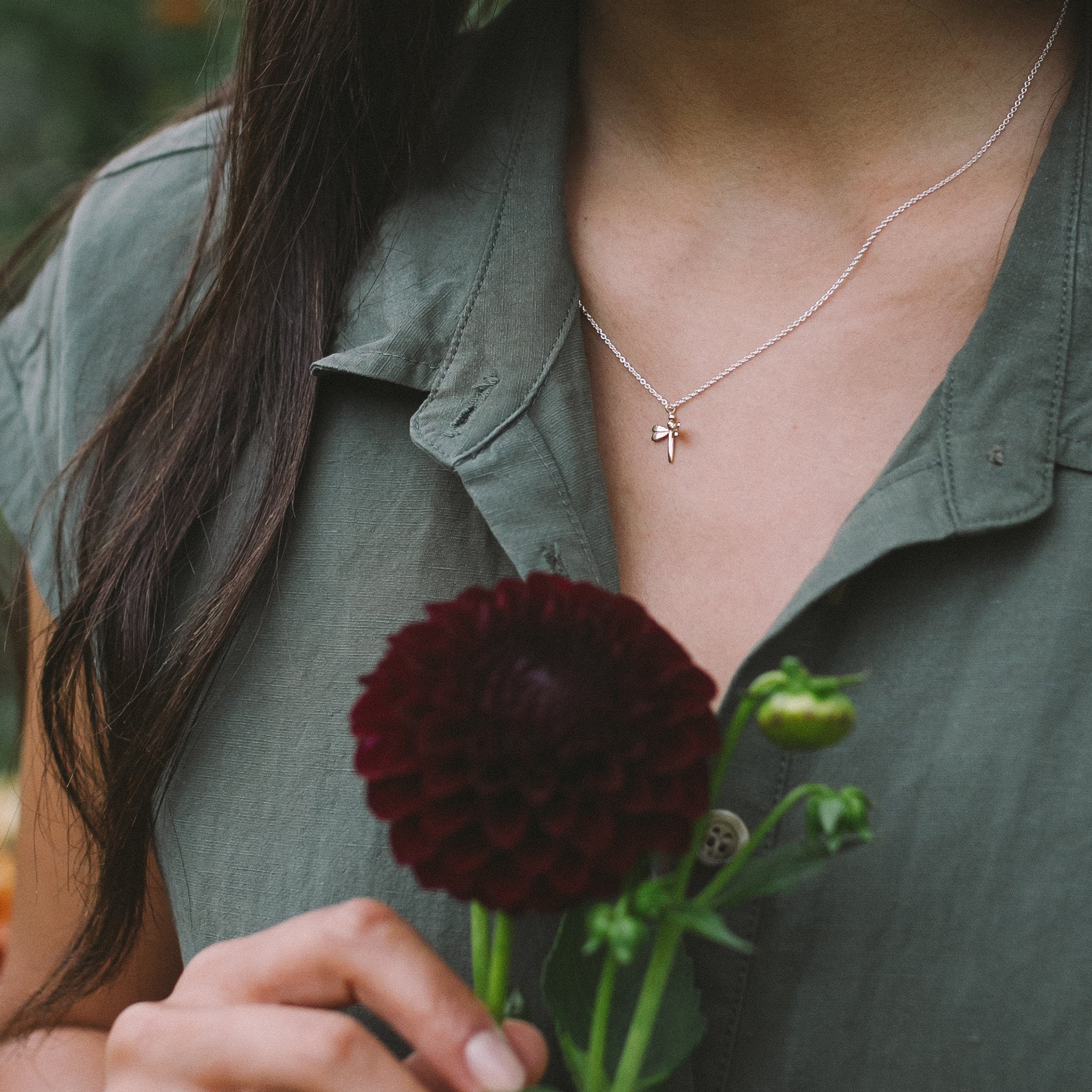 Ellen Lou Gardening Jewellery Damselfly Necklace