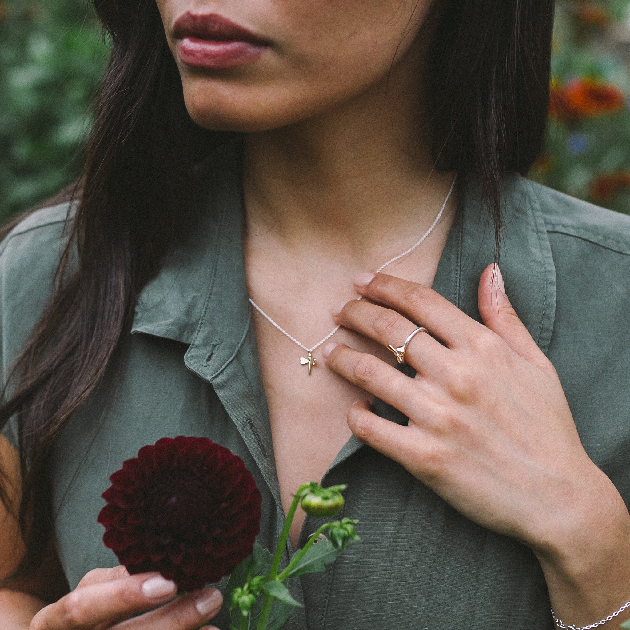Ellen Lou Gardening Jewellery Damselfly Necklace