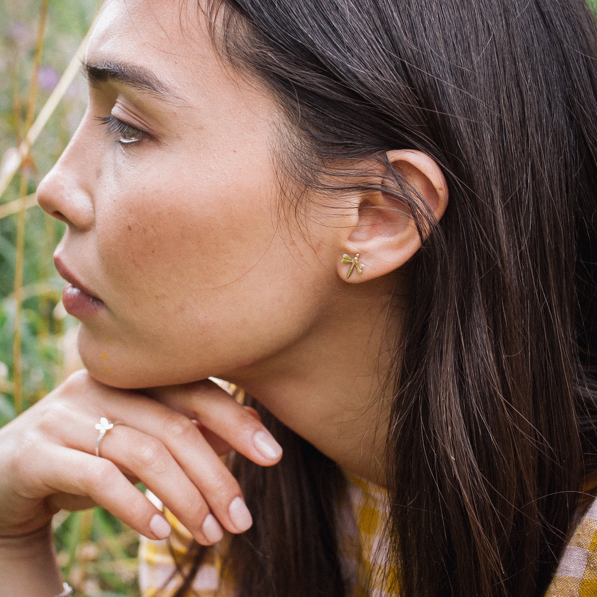 Ellen Lou Gardening Jewellery Damselfly Stud Earrings
