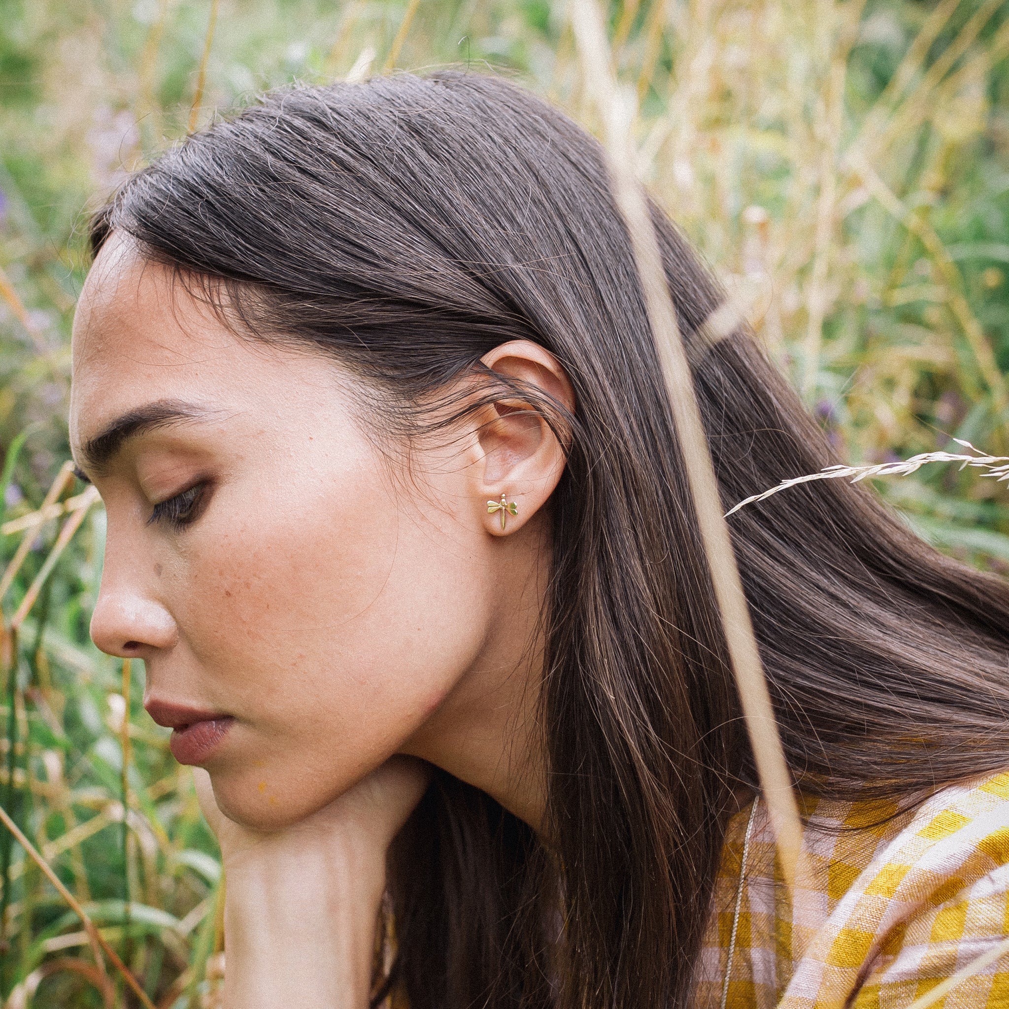 Ellen Lou Gardening Jewellery Damselfly Stud Earrings