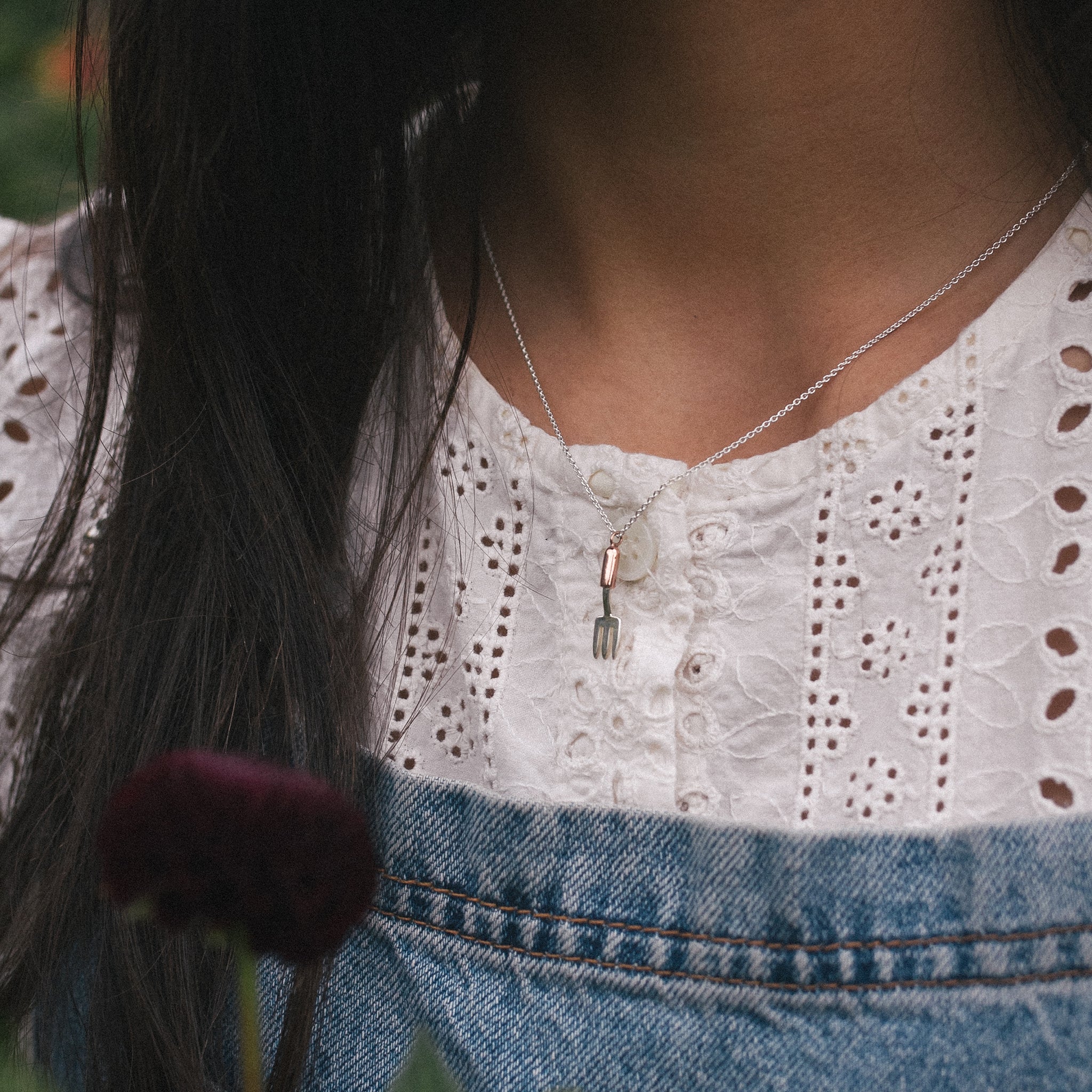 Ellen Lou Gardening Jewellery Hand Fork Necklace